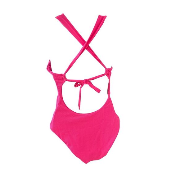 Becca Women's Pink Lace-Up One Piece Swimsuit Size L - Picture 3 of 7